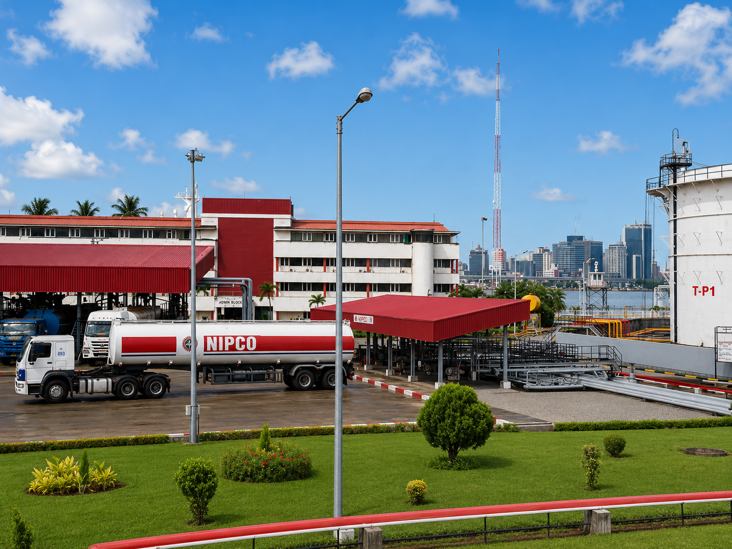 Apapa Terminal and Lagos Skyline